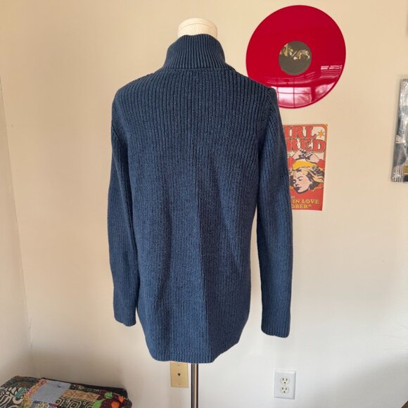 L.L.Bean Knitted Dark Blue Zippered Sweater - Picture 3 of 13